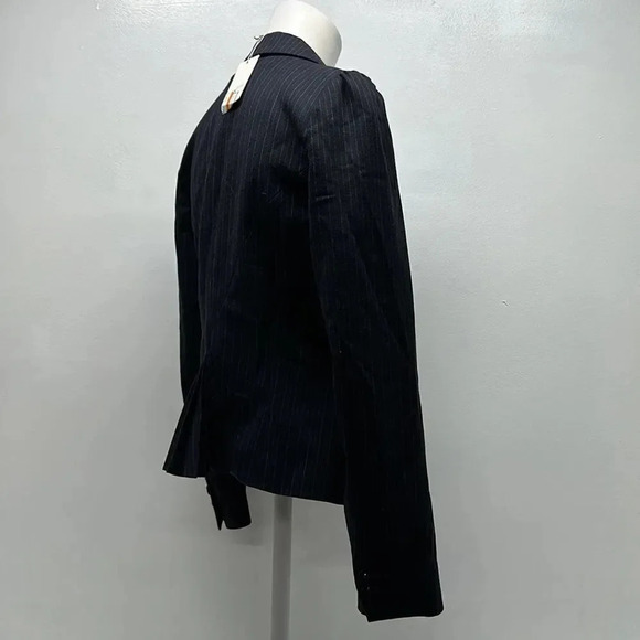 Rebecca Taylor Suit Blazer Wool Jacket Pinstriped Striped Navy Blue New Size 8 - Picture 6 of 10
